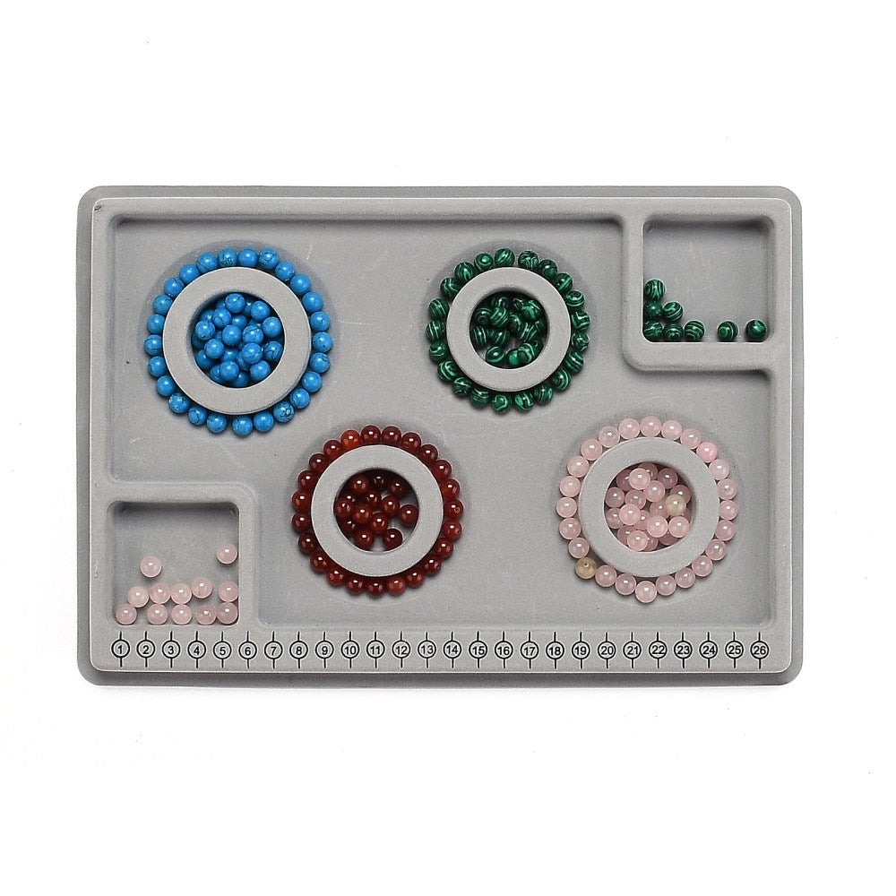 PE and Flocking Bead Design Boards, Bracelet Design Board, with Graduated Measurements, DIY Beading Jewelry Making Tray, Rectangle, Gray, 29x20x1.6cm