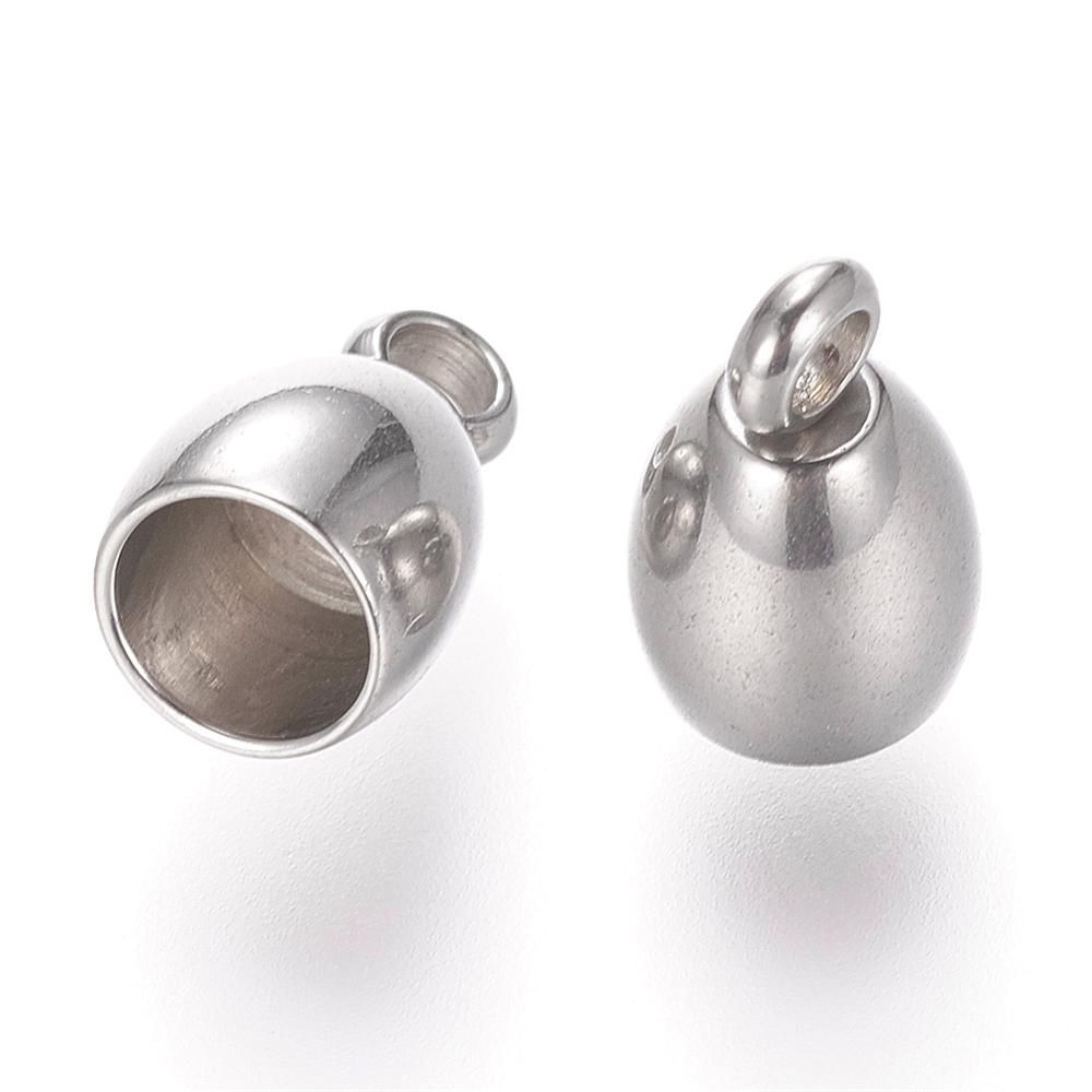 4pcs/201 Stainless Steel Cord Ends/12x9mm
