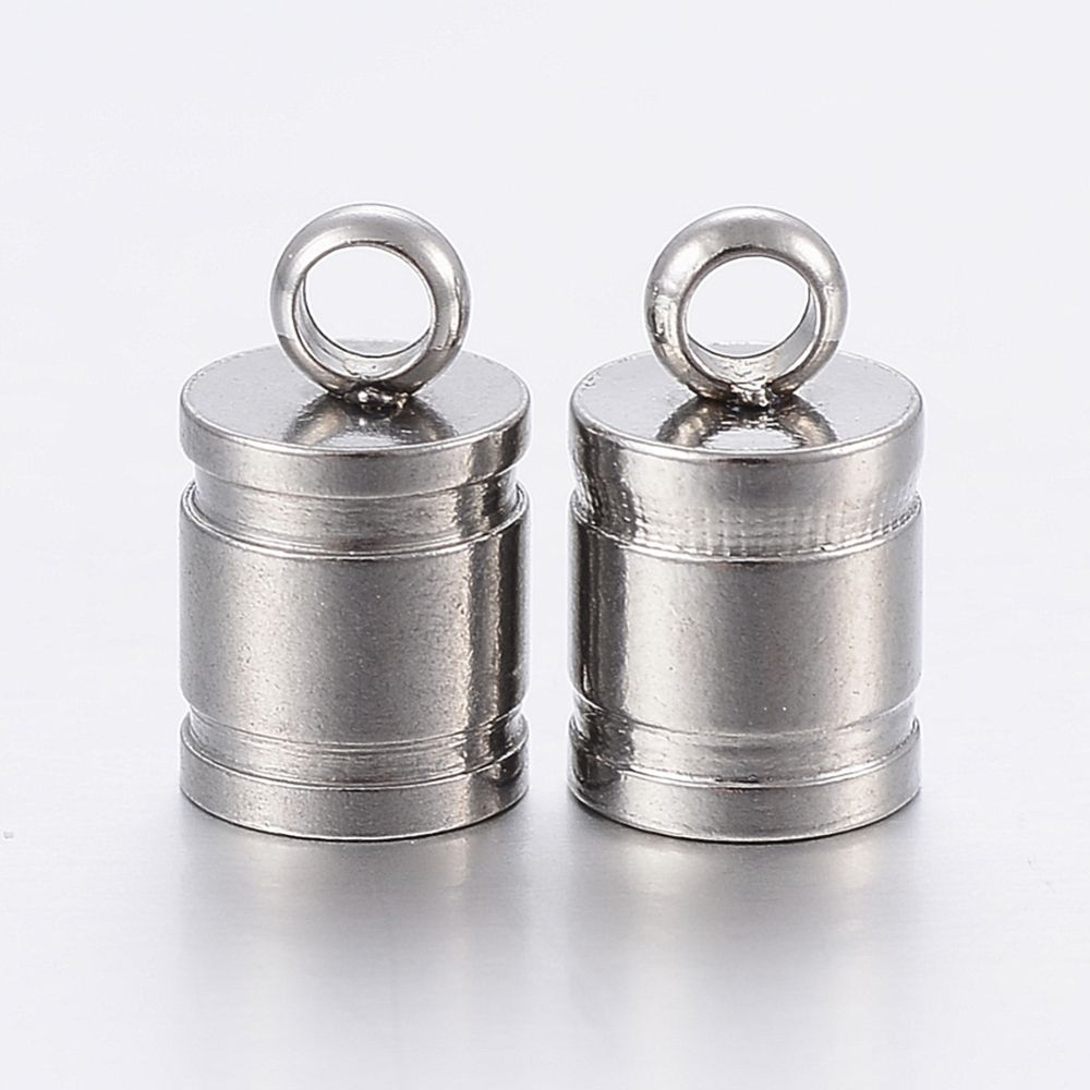 4pcs/201 Stainless Steel Cord Ends/10x6mm