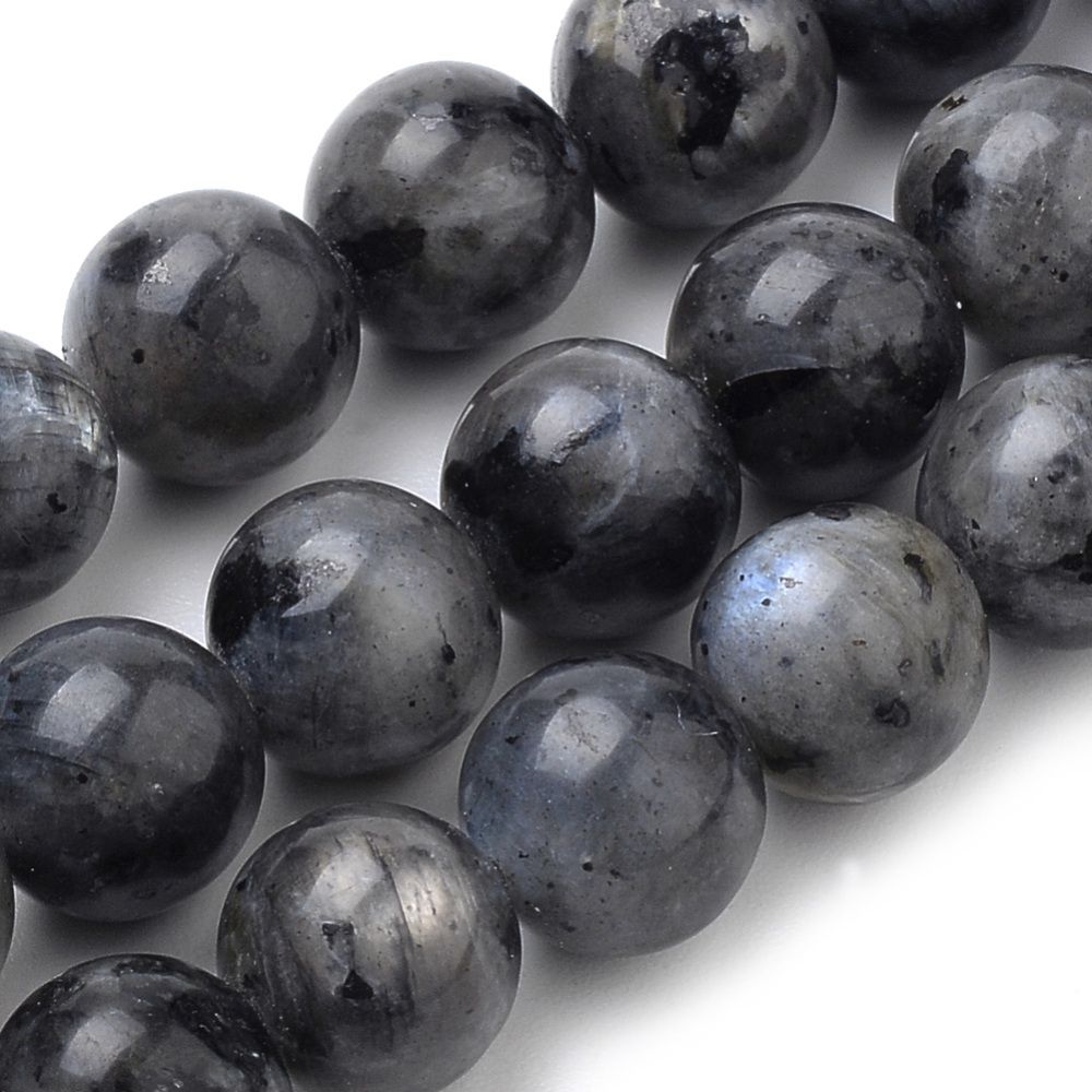 Natural Larvikite Beads Strands, Round, 12mm, Hole: 1mm, about 34pcs/strand