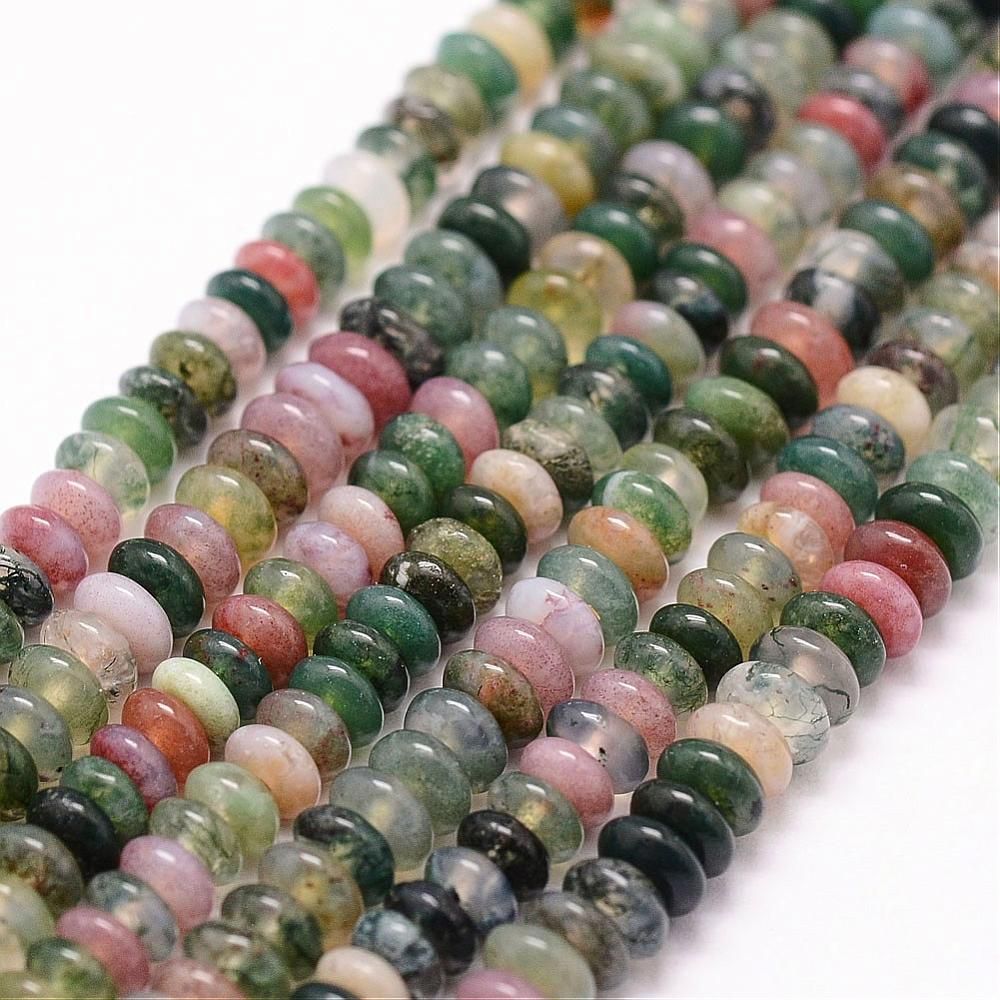 Natural Indian Agate Beads Strands, Rondelle, 4x2mm, Hole: 0.8mm, 150pcs/strand