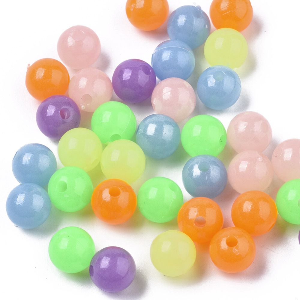~97pcs/Luminous Acrylic Beads, Glow in the Dark, 6mm, multiple colors