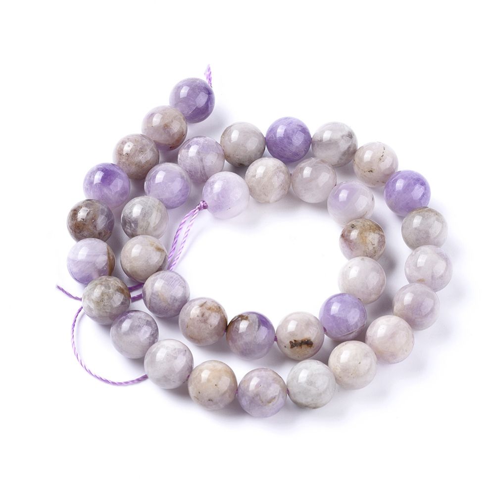 Natural Lavender Amethyst Beads Strands, Round, 10mm, Hole: 1.3mm, about 37pcs/strand, 14.96 inch(38cm)