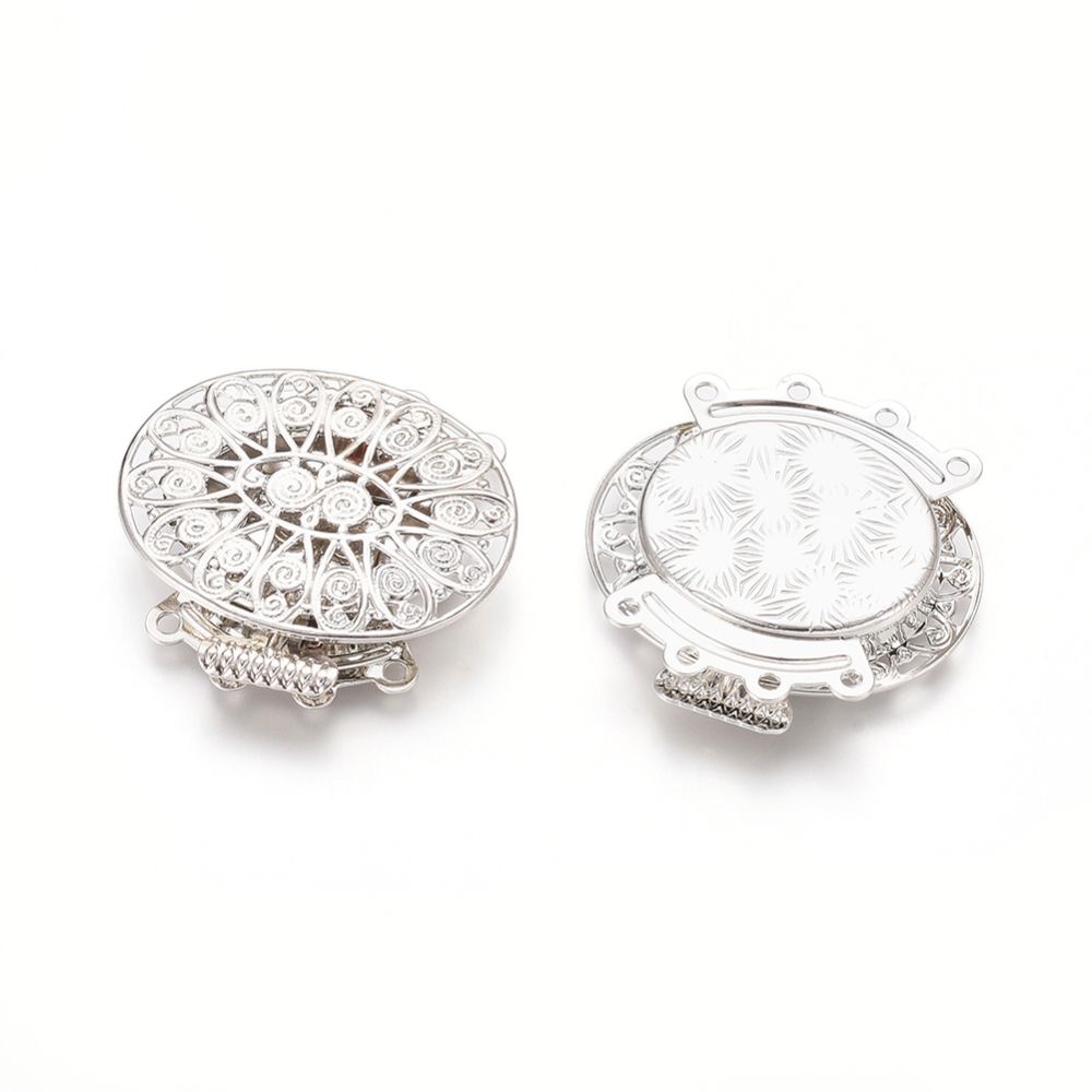 1pcs/Brass Box Clasps, Multi-Strand Clasps, 4-Strands, 8 Holes, Long-Lasting Plated/26x26.5x5mm