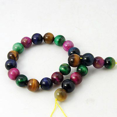 Natural Tiger Eye Beads Strands, Round, Mixed Color, 6mm, hole: 1mm, about 32pcs/strand, 7.8 inch