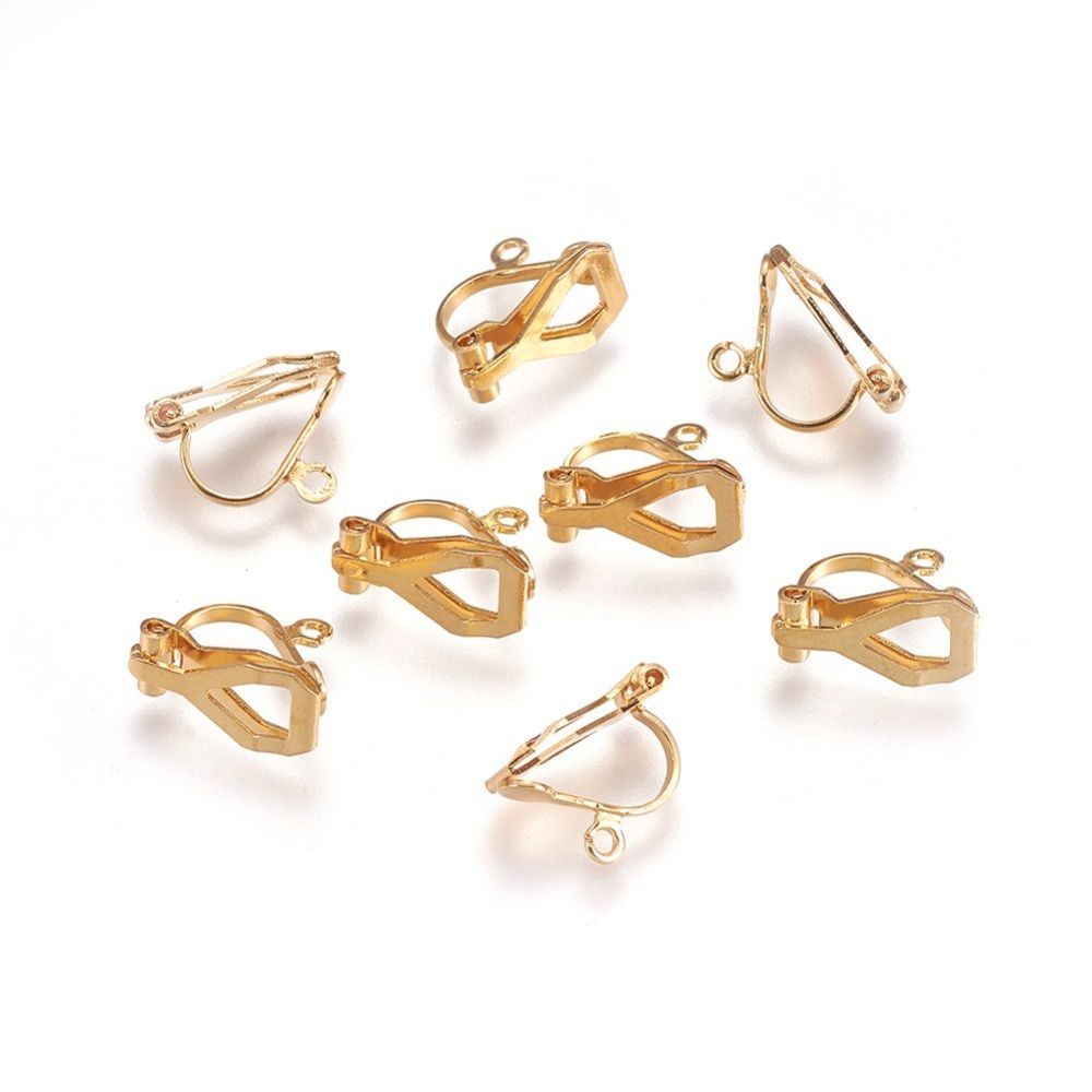 2pcs/ 304 Stainless Steel Clip-on Earring Findings/12x6x9mm