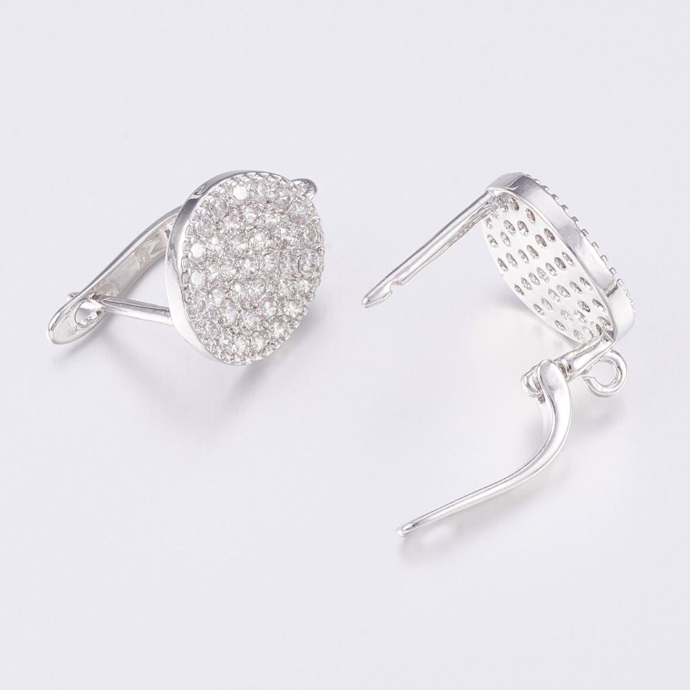 2pcs/Brass Micro Pave Cubic Zirconia Hoop Earring Findings/16x12x13mm