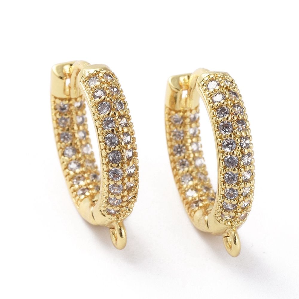 2pcs/ Brass Micro Pave Cubic Zirconia Huggie Hoop Earring Findings/18x17x3mm