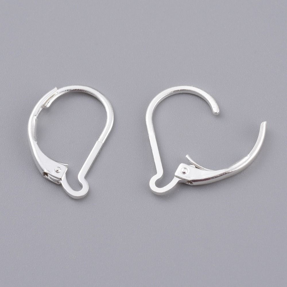 2pcs/Brass Leverback Earring Findings, 925 Sterling Silver Plated