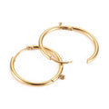 2pcs/316 Surgical Stainless Steel Huggie Hoop Earring Findings, with Vertical Loop, Ring, Real 14K Gold Plated/ 21x19x2mm