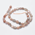Natural Multi-Moonstone Beads Strands, Tumbled Stone, Nuggets, 8~12x7~9mm, Hole: 0.8mm, 15.1 inch(38.5cm)