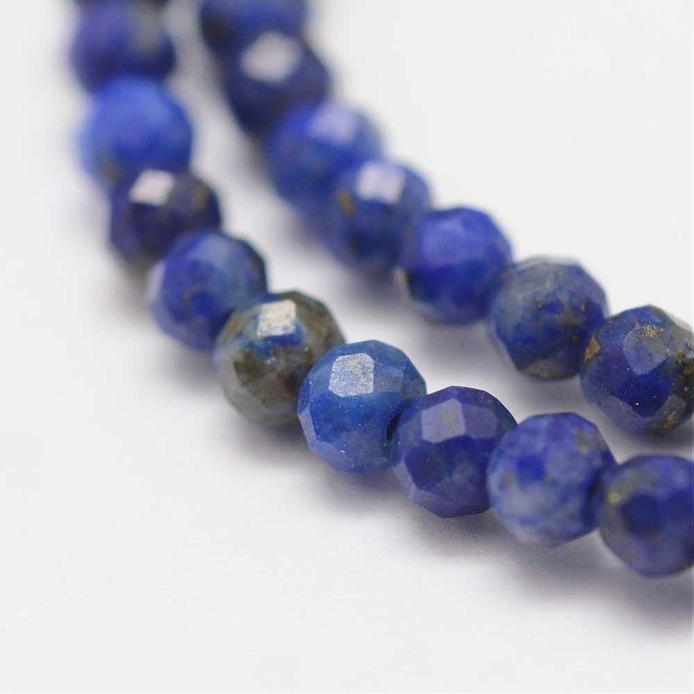 Natural Lapis Lazuli Beads Strands, Faceted, Round, 2mm, Hole: 0.5mm, about 178pcs/strand, 36~37cm