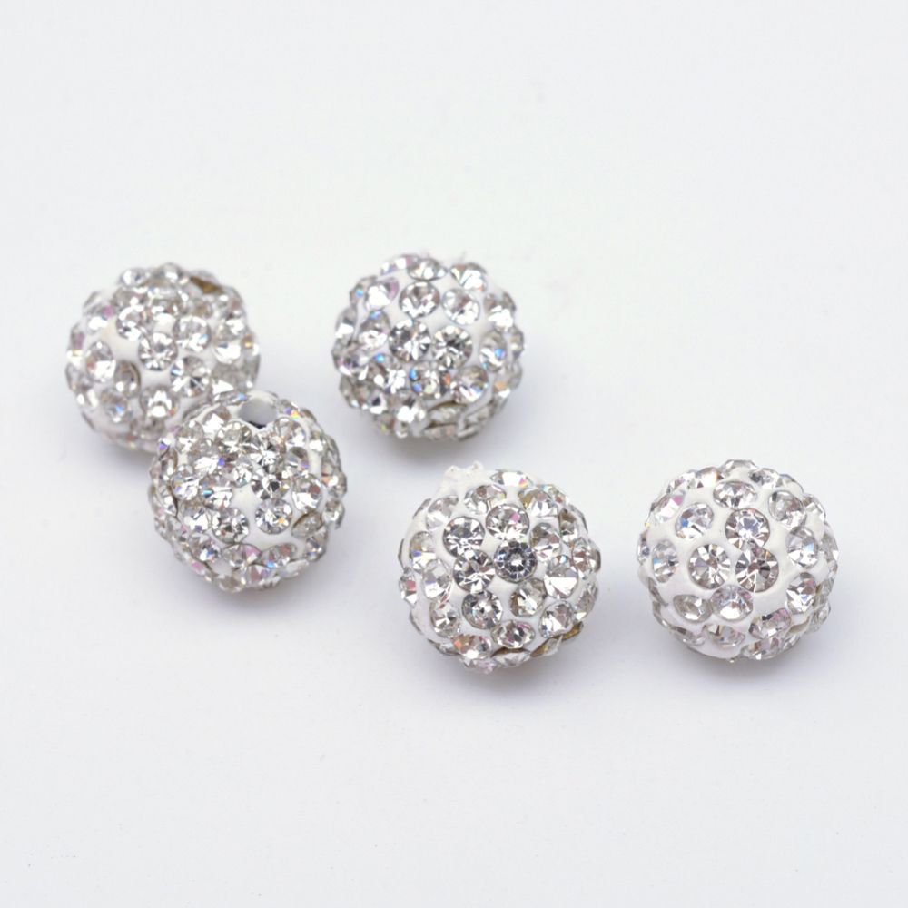 2pcs/Polymer Clay Pave Rhinestone Beads 12mm