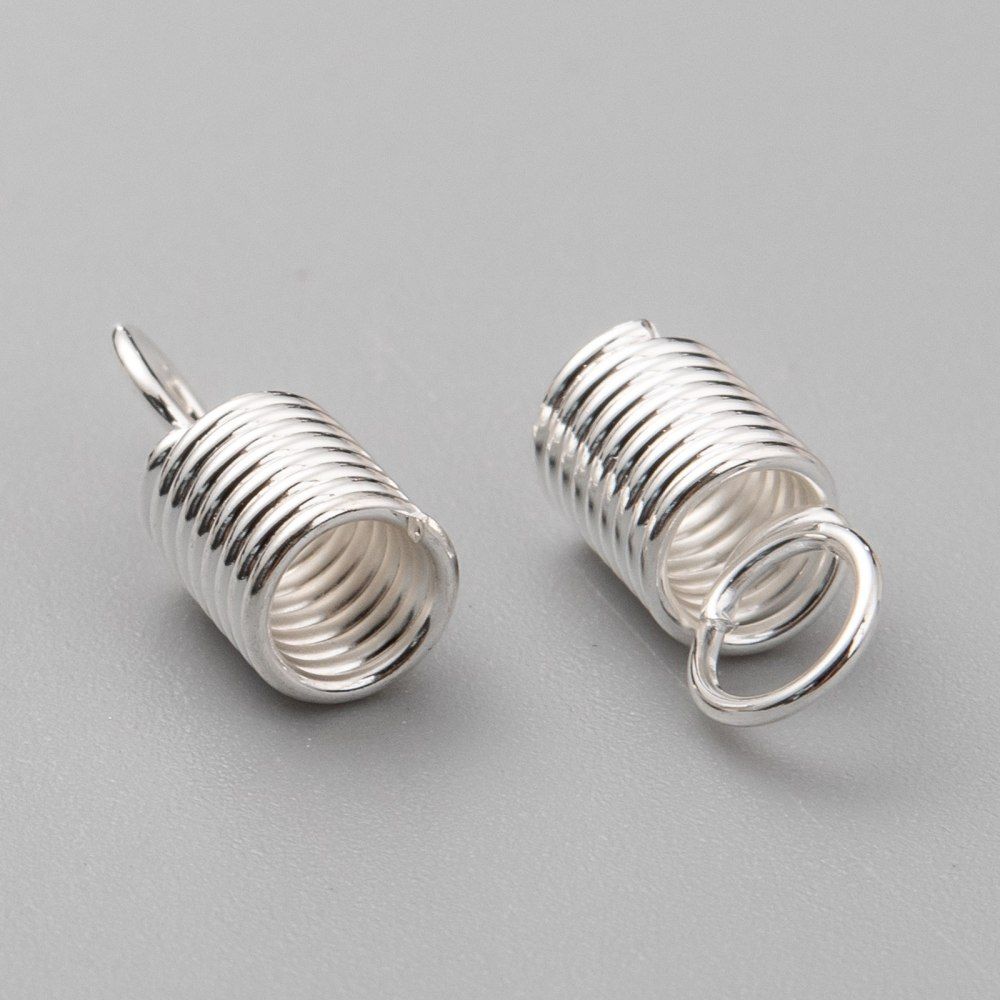 10pcs/Iron Cord End, Silver Color Plated, 10x4.5mm, Hole: 3.5mm, Inner Diameter: 3.5mm
