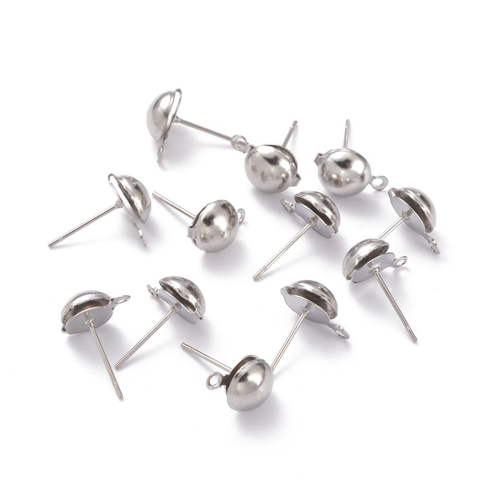 10pcs/Stainless Steel Post Earring Studs 8mm
