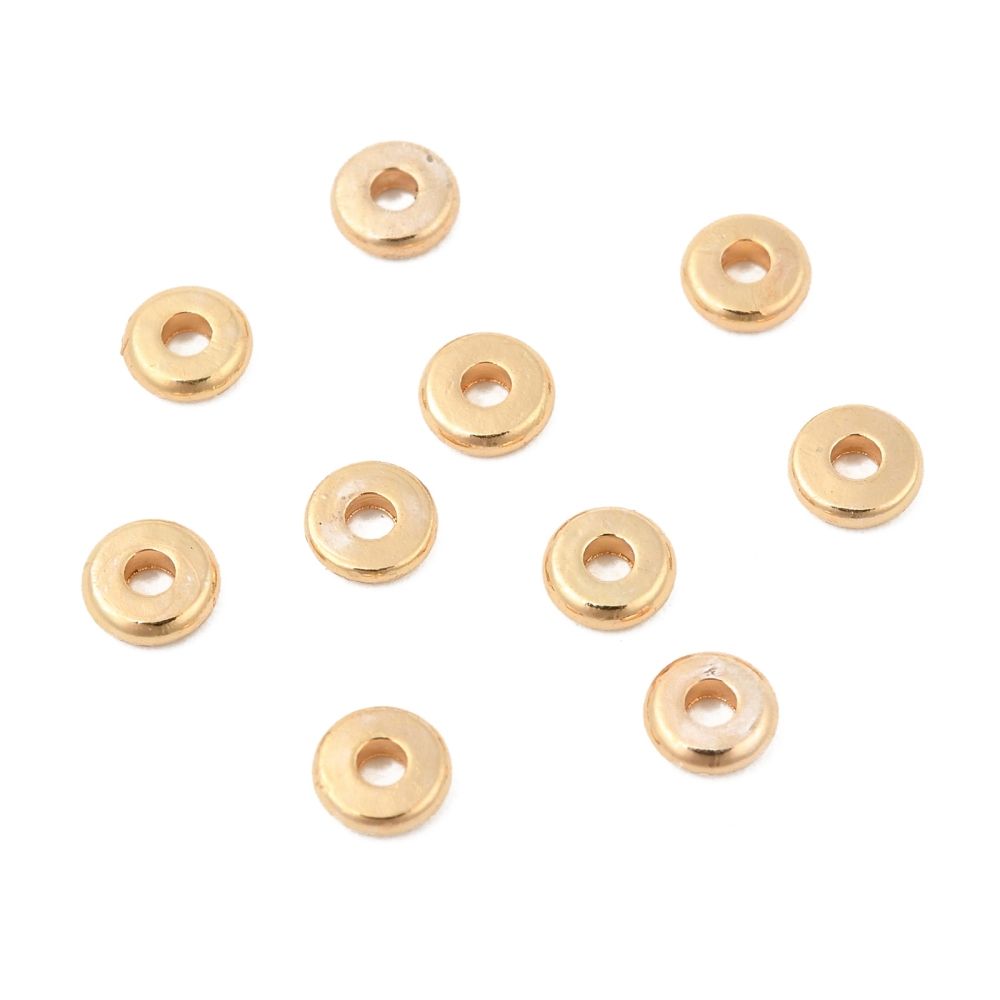 10pcs/Brass Spacer Beads, Cadmium Free & Nickel Free & Lead Free, Disc, Real 18K Gold Plated/4x1mm