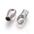 2pcs/Tarnish Resistant 304 Stainless Steel Cord Ends, End Caps, Stainless Steel Color, 12x6.5x4.5mm, Hole: 4x6mm, Inner Diameter: 3.1~3.2mm