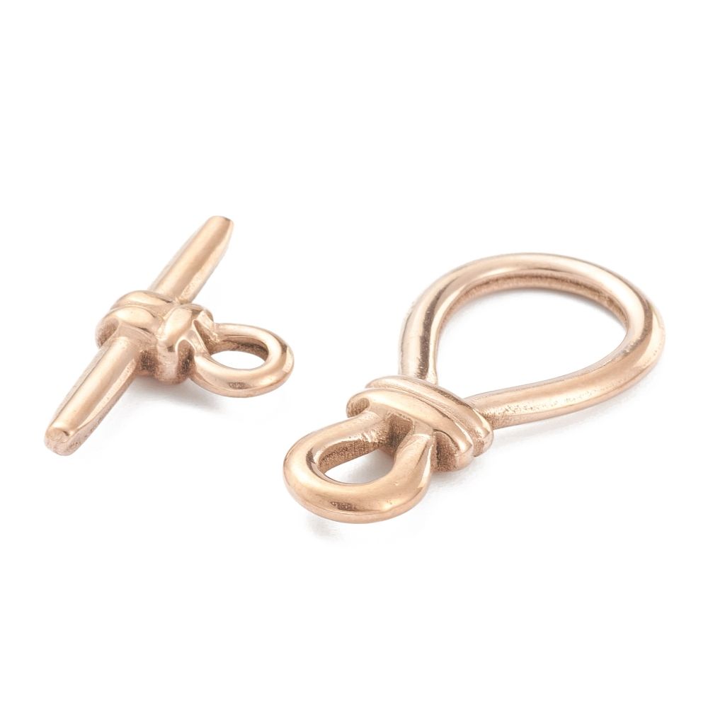 1pcs/304 Stainless Steel Toggle Clasps, Rose Gold/3,5x1,6cm
