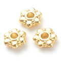 10pcs/Rack Plating Alloy Beads, Lead Free & Cadmium Free, Long-Lasting Plated, Flower, Real 18K Gold Plated/7.5x8x2.5mm