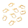 4pcs/Brass Leverback Earring Findings, with Loop, Long-Lasting Plated, Real 18K Gold Plated/14x10.5x2.5mm