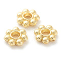 10pcs/Rack Plating Alloy Beads, Lead Free & Cadmium Free, Long-Lasting Plated, Flower, Real 18K Gold Plated/7.5x2mm