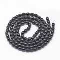 Baking Painted Glass Beads Strands, Oval, Imitation Jade, Black, 8~8.5x6~6.5mm, Hole: 1.5mm, about 96pcs/strand