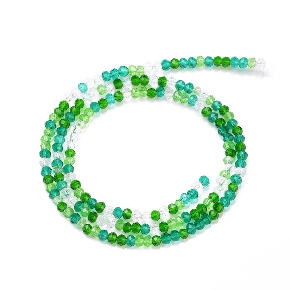 Glass Beads Strands, Faceted, Rondelle, 2~3.2x1.8~2.6mm, Hole: 0.8mm, about 185~186pcs/Strand, 15.55~15.75 inch(39.5~40cm)