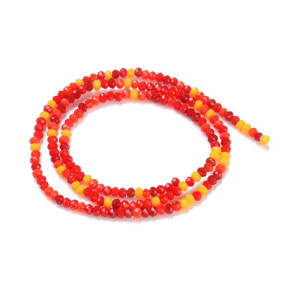 Glass Beads Strands, Faceted, Rondelle, 2~3.2x1.8~2.6mm, Hole: 0.8mm, about 185~186pcs/Strand, 15.55~15.75 inch(39.5~40cm)