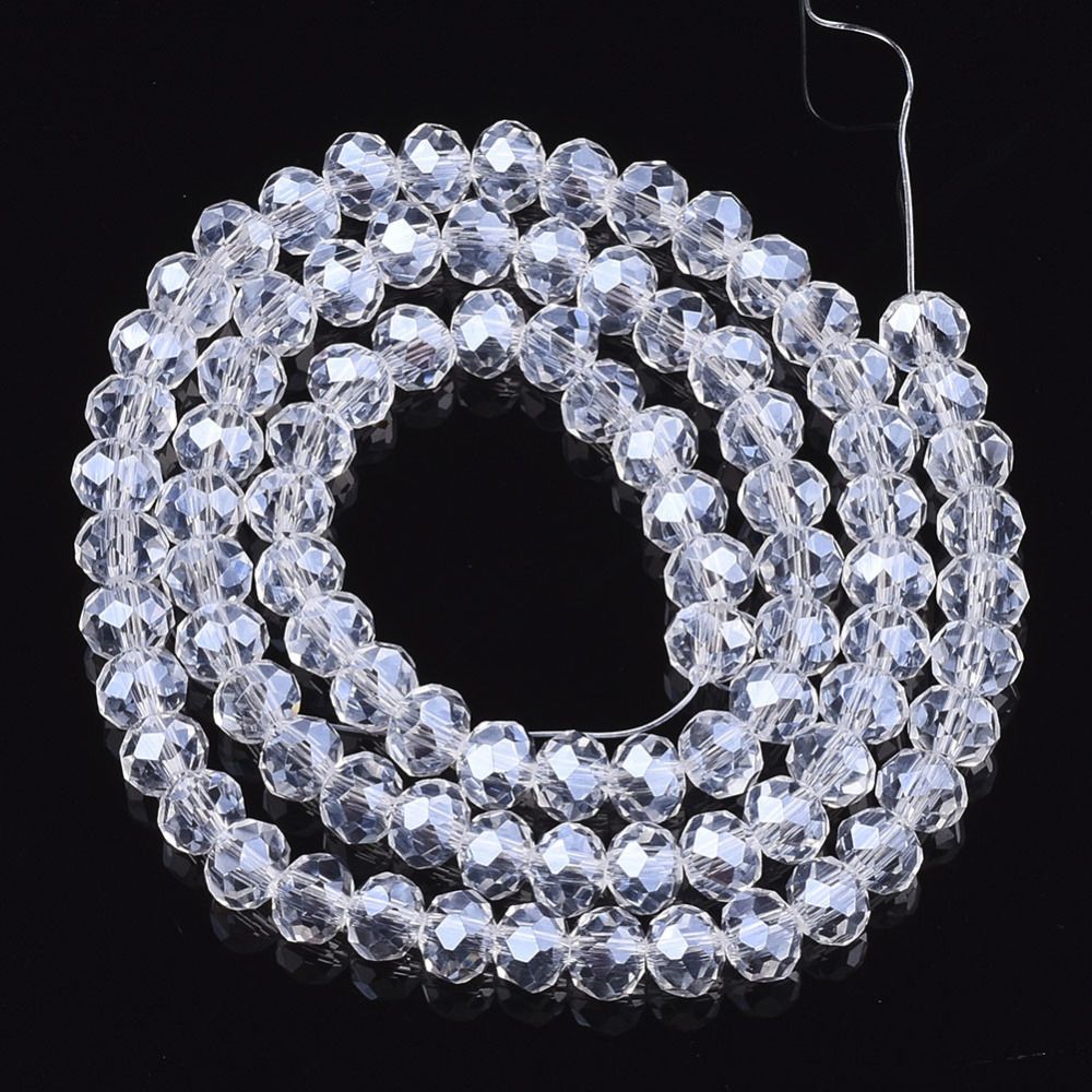 Glass Beads Strands, Faceted Abacus, Rondelle, 6x5mm, Hole: 1mm, about 80~85pcs/strand, 38~40cm
