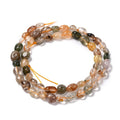 Natural Rutilated Quartz Beads Strands, Tumbled Stone, Nuggets, 5~10.5x5~6.5x4~5.5mm, Hole: 1mm, about 53~54pcs/strand, 15.16~15.35 inch(38.5~39cm)