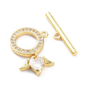 1pcs/Brass Micro Pave Clear Cubic Zirconia Toggle Clasps/20mm