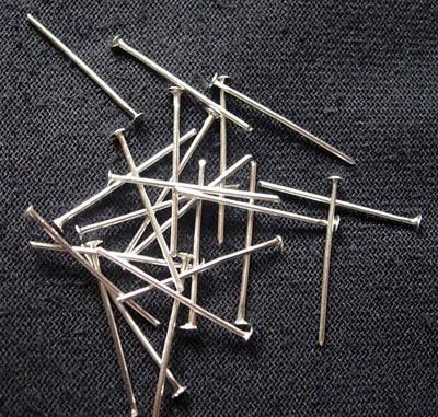 50pcs/ Brass Head Pins, Silver Color Plated/0,7mmx16mm/24mm