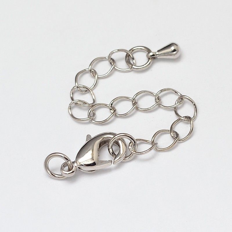 2pcs/Rack Plating Brass Chain Extender, Soldered, with Lobster Claw Clasp/12x7mm