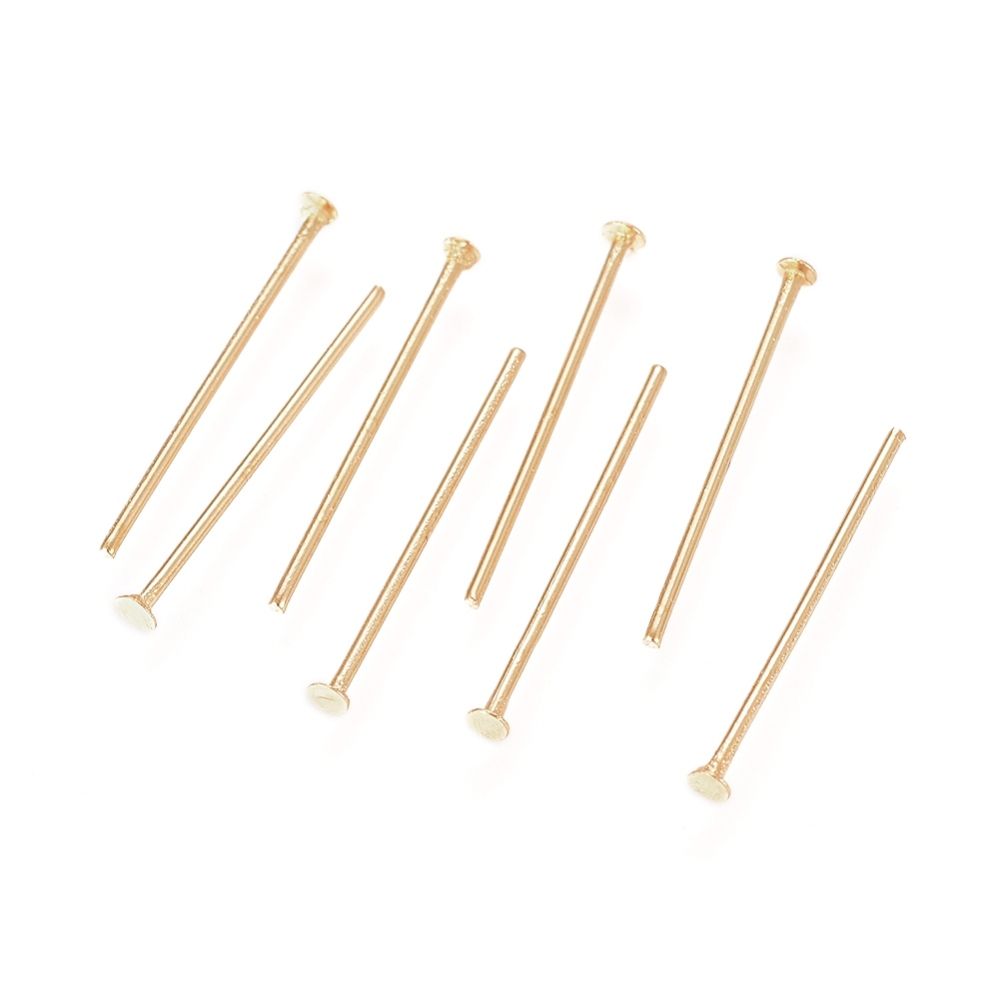 10pcs/304 Stainless Steel Flat Head Pins, Real 18K Gold Plated/15.3x0.6mm