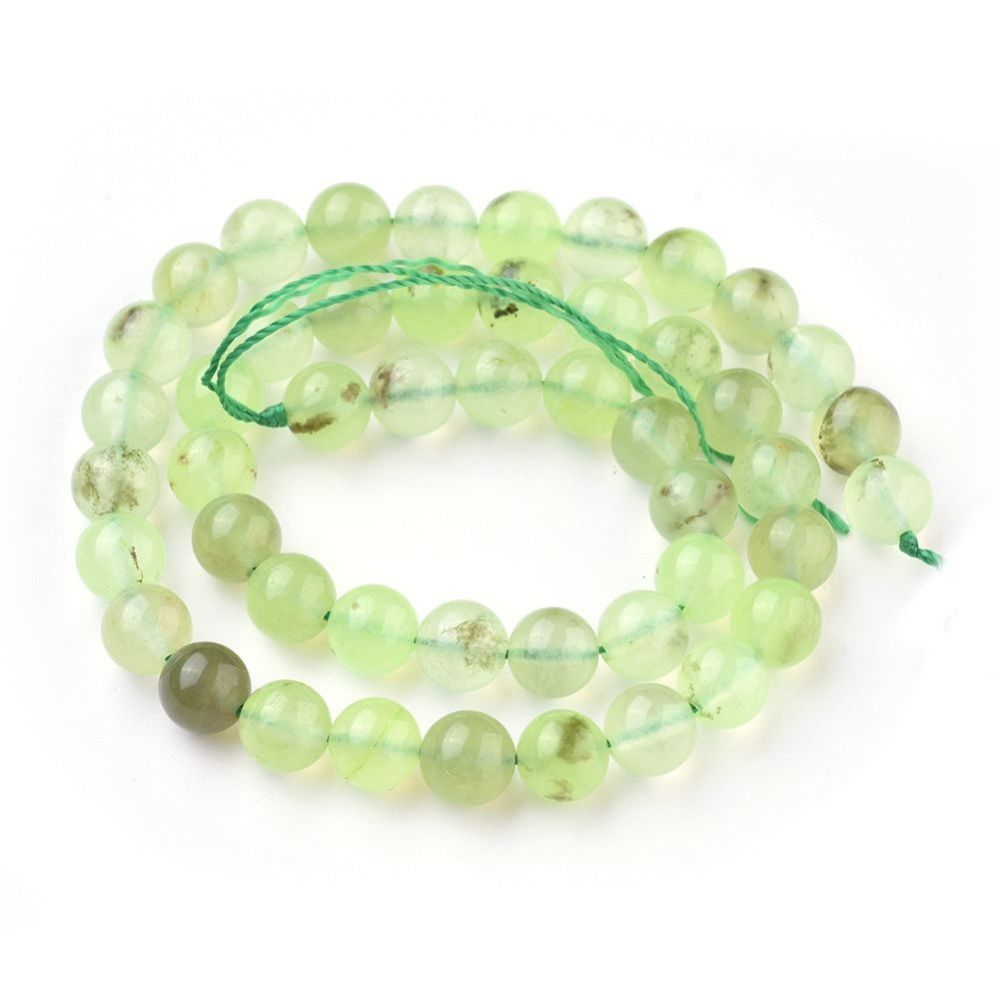 Natural Prehnite Beads Strands, Round, 8mm, Hole: 1mm, about 47~48pcs/strand, 14.7~15 inch
