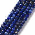 Natural Lapis Lazuli Beads Strands, Round, Faceted, 3mm, Hole: 0.5mm, about 144~146pcs/strand, 15.35 inch(39cm)