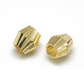 2pcs/Brass Corrugated Beads, Cadmium Free & Nickel Free & Lead Free, Bicone, Real 18K Gold Plated/4mm