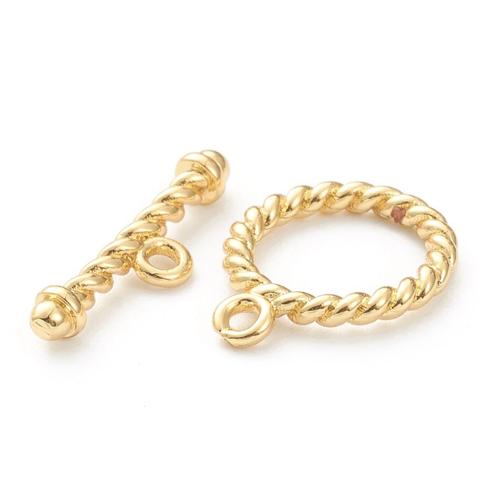 1pcs/Brass Toggle Clasps, Long-Lasting Plated, Ring, Real 18K Gold Plated/14.5x12x2mm