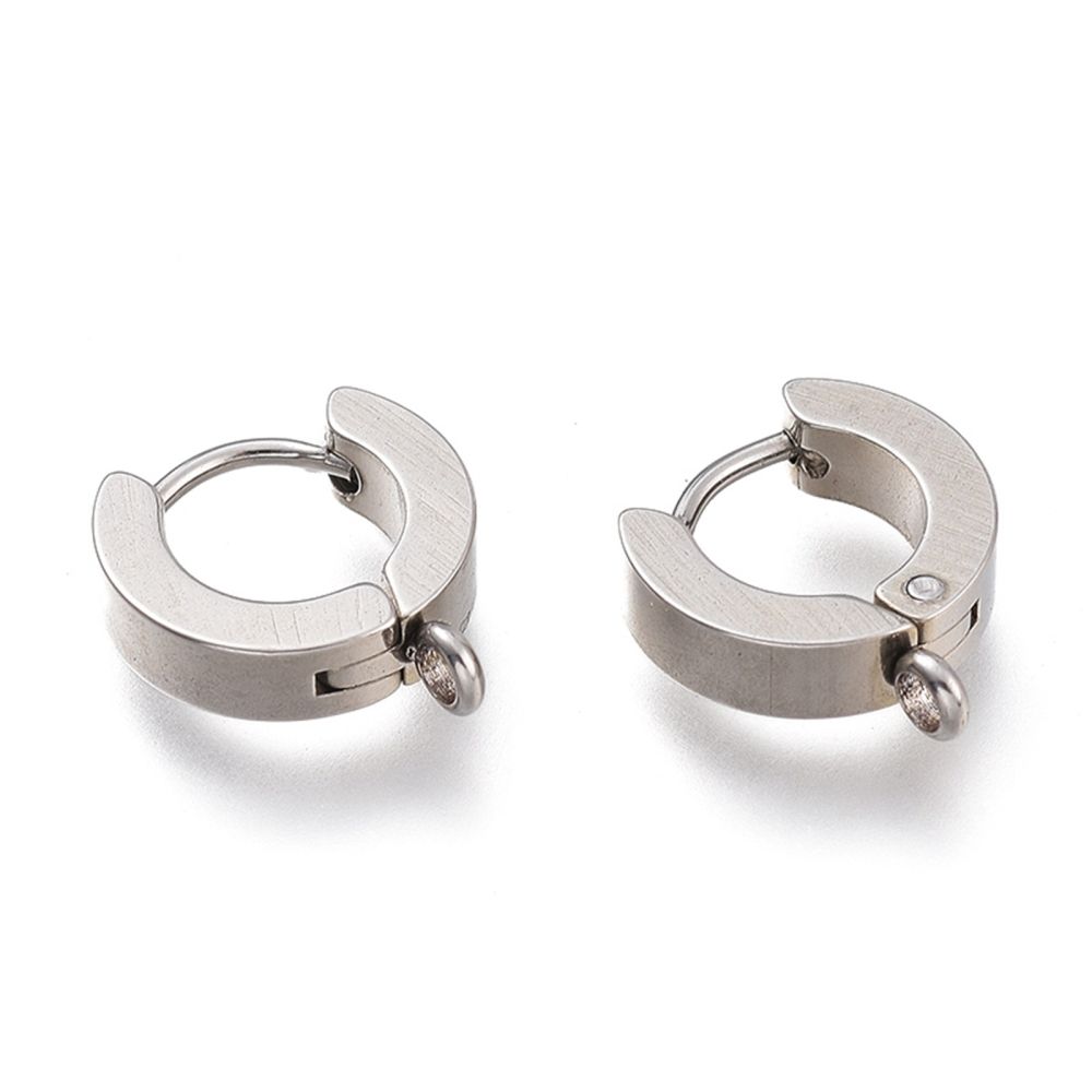 2pcs/201 Stainless Steel Huggie Hoop Earrings Findings/12x11x3mm
