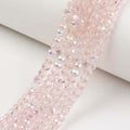 Electroplate Glass Beads Strands, Half Rainbow Plated, Faceted, Rondelle, Pink, 10x8mm, Hole: 1mm, about 60~61pcs/strand, 46~48cm