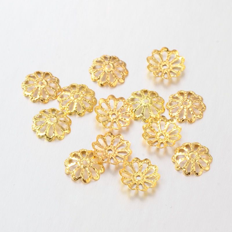 10pcs/Iron Flower Bead Caps/9x1.5mm