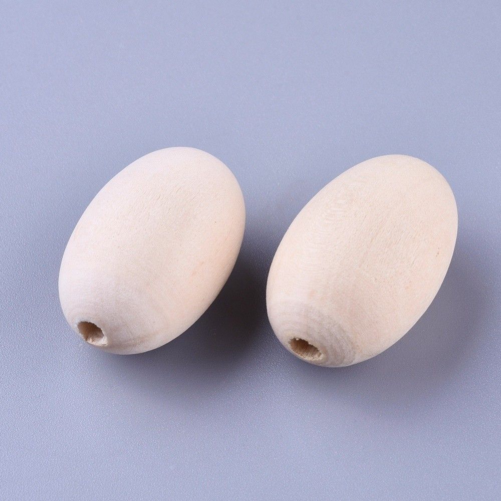 1pcs/Unfinished Natural Wooden Beads, Egg Shaped Rugby Wood Beads, Lead Free, Large Hole Beads, Oval, Moccasin, 29x19mm, Hole: 5mm