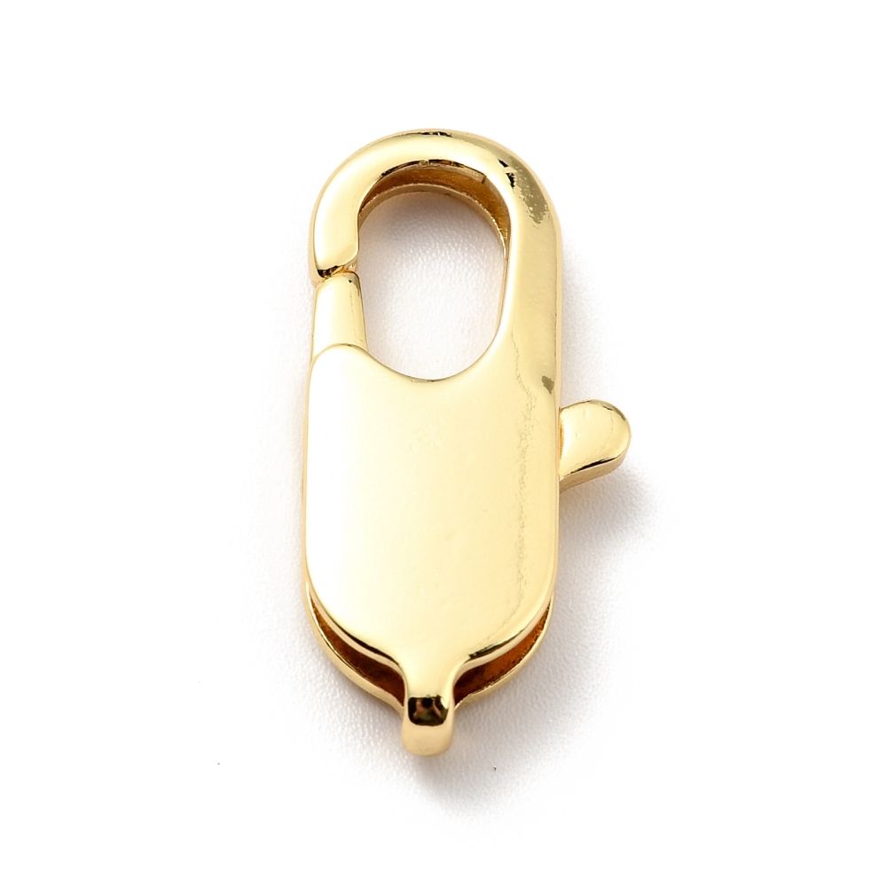 Brass Lobster Claw Clasps, Cadmium Free & Lead Free, Oval, Real 18K Gold Plated/26x12x4.5mm