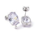 2pcs/Brass Micro Pave Clear Cubic Zirconia Stud Earring Finding/17x10x6.8mm