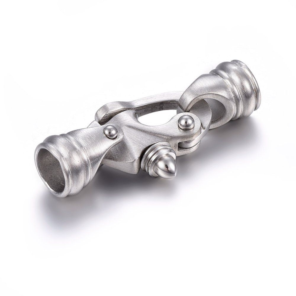 304 Stainless Steel Clasps, Frosted/36x15x9mm