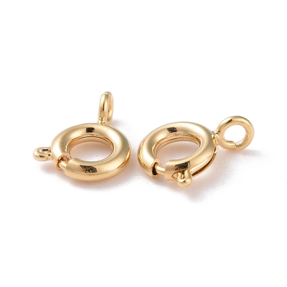 2pcs/Eco-friendly Brass Spring Ring Clasps, Cadmium Free & Lead Free, Long-Lasting Plated,/9x7x1.5mm