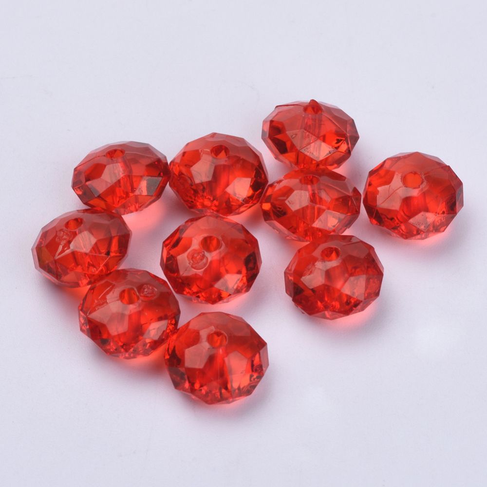 ~29pcs/Transparent Acrylic Beads, Faceted, Rondelle/ 10x6mm