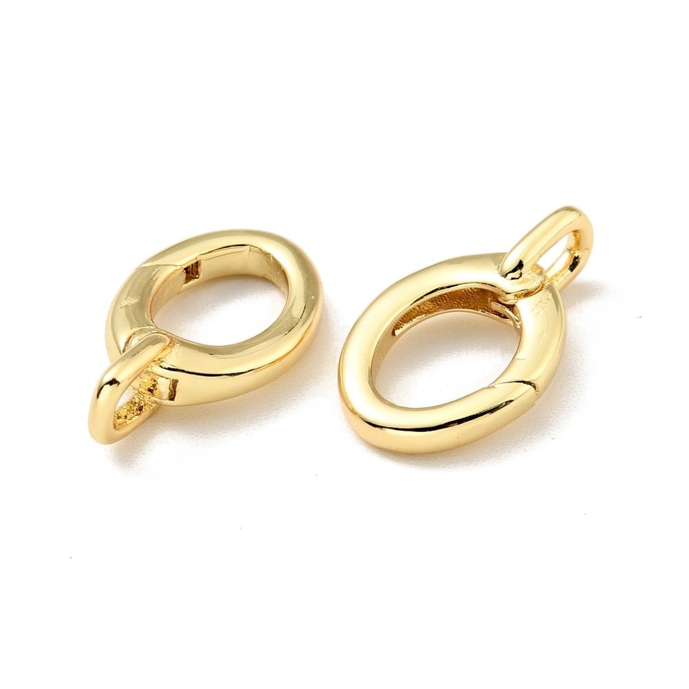 1pcs/Brass Spring Gate Rings, Oval, Cadmium Free & Lead Free, Long-Lasting Plated, Real 18K Gold Plated/15.5x9x2.5mm