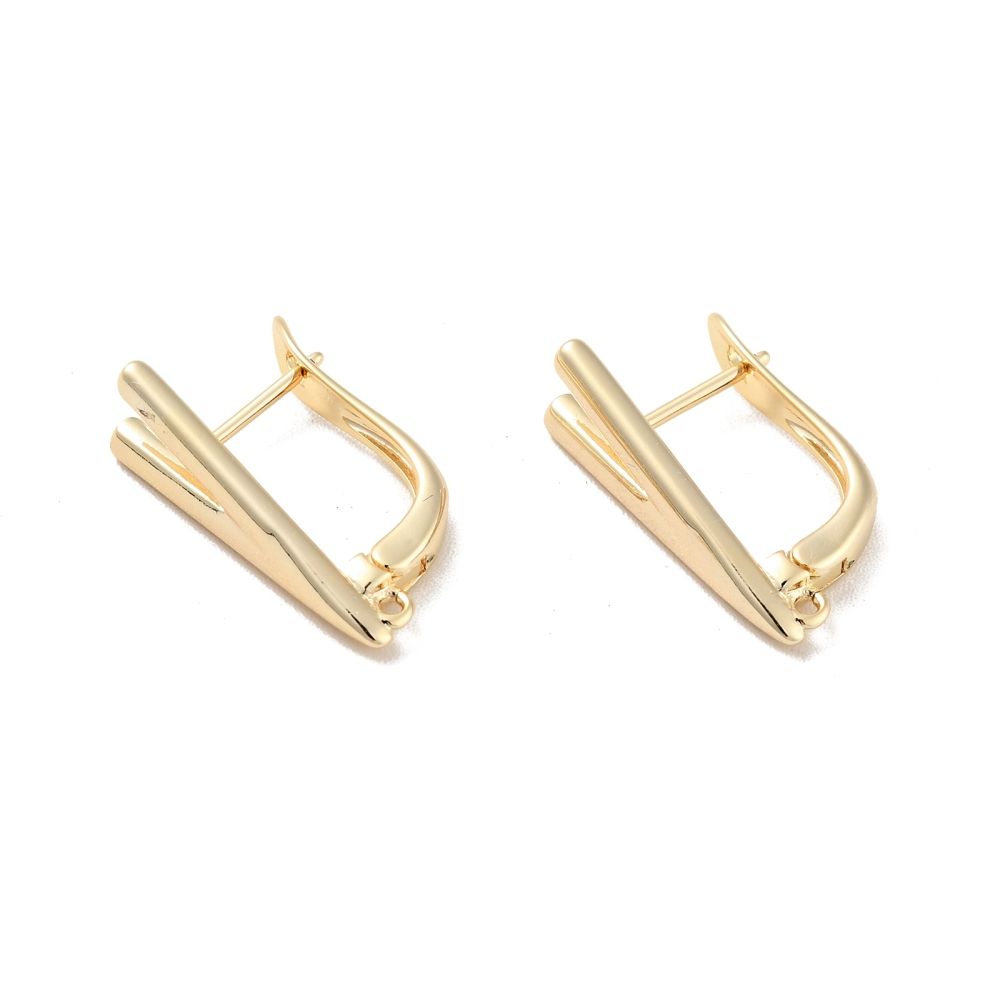 2pcs/Brass Hoop Earring Findings, Real 14K Gold Plated
