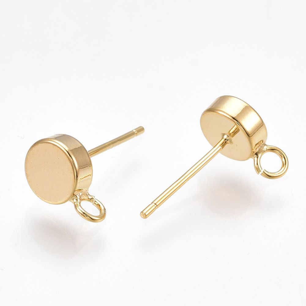 2pcs/Brass Hoop Earring Findings, Real 18K Gold Plated/9x6mm